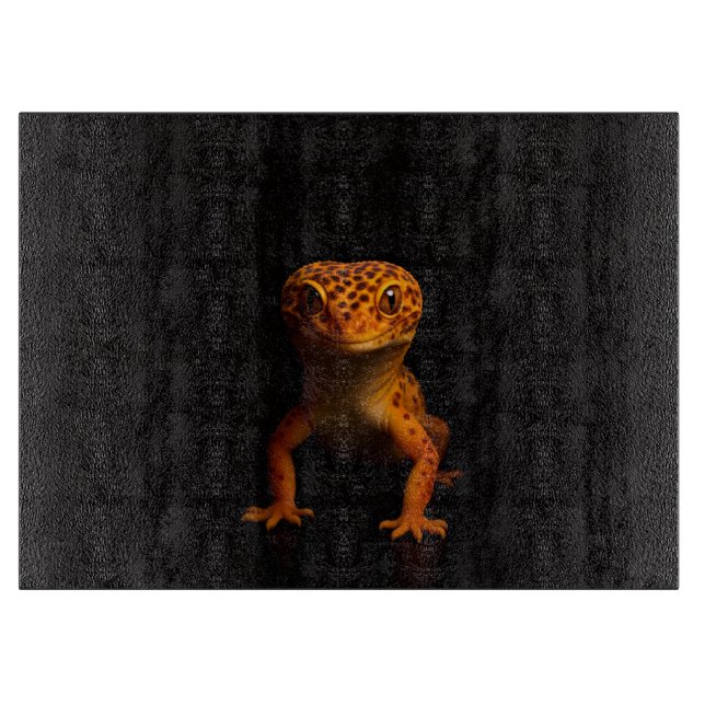 À Découper Planche en verre Black 4 Luxe Gecko Léopard Lézard (Devant)