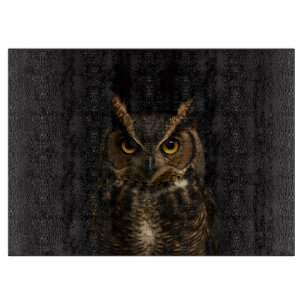 À Découper Planche en verre Black 4 Luxe Hibou aux yeux dorés