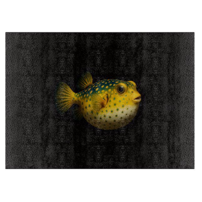 À Découper Planche en verre Black 4 Luxe Poisson-pourceau jau (Devant)