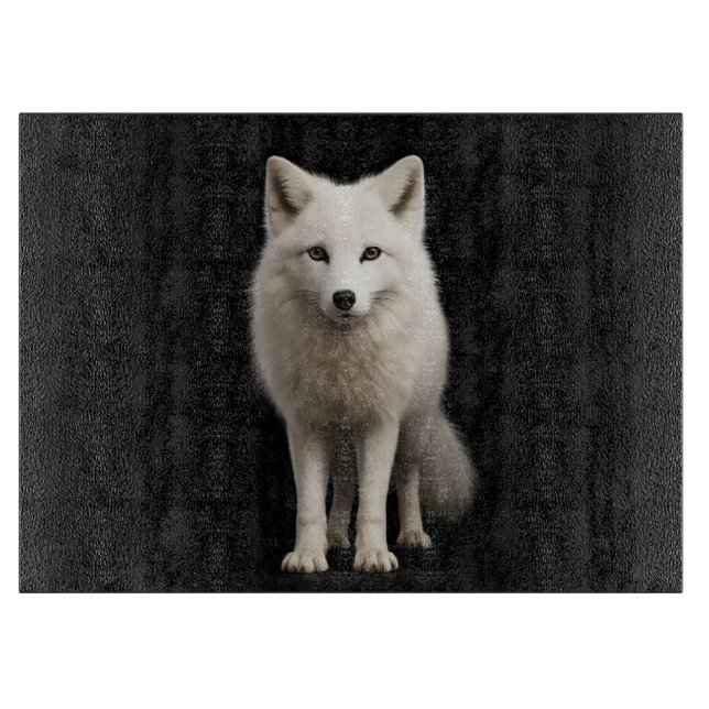 À Découper Planche en verre Black 4 Luxe Renard arctique ivoi (Devant)