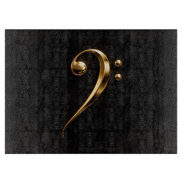 À Découper Planche en verre Noir 4 Luxe avec Clé de Fa Dorée (Devant)