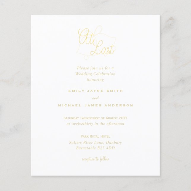 À Dernier Gold White Black Wedding invite (Devant)