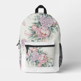 À Dos Imprimé Aquarelle romantique Peony & Hydrangea Sac floral