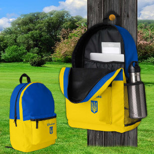 À Dos Imprimé Backpack Ukraine, Tryzub & sac drapeau ukrainien,