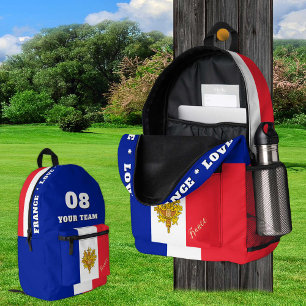 À Dos Imprimé France patriotique, sac d'équipe, nom, drapeau fra