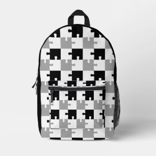 À Dos Imprimé Noir Blanc gris Jigsaw Puzzle Pièces sac