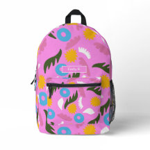 nom rose motif floral moderne école moderne sac