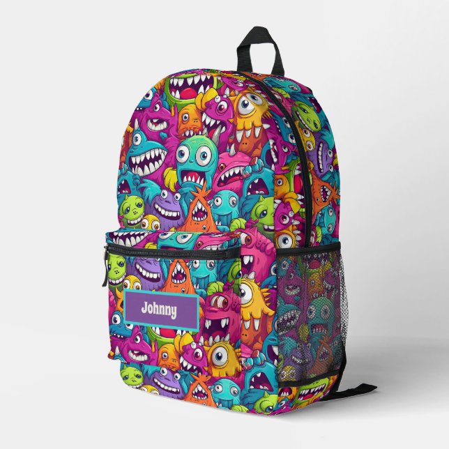 À Dos Imprimé Petit sac monstre cool ajouter nom (Coin arrière droit)