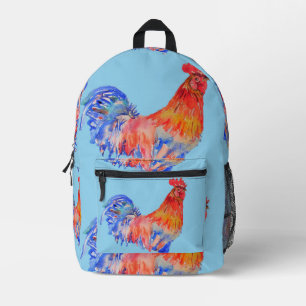 À Dos Imprimé Rooster Watercolor Red Blue Boys sac