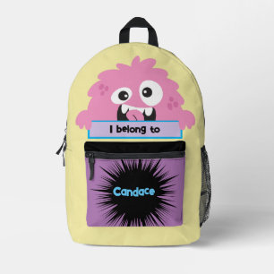 À Dos Imprimé Sac Buddy mignon Monstre Rose Sac personnalisé