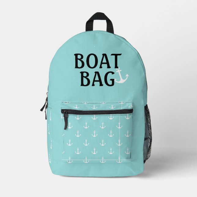 À Dos Imprimé Sac de bateau aqua et blanc avec ancres (Recto)