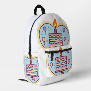 À Dos Imprimé Sac d'école d'anniversaire avec gâteau