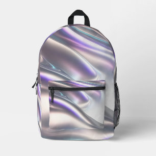 À Dos Imprimé Sac d'école métallique iridescente 3D