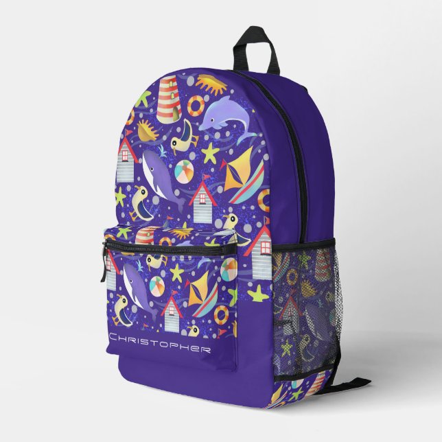 À Dos Imprimé Sac électronique Fun Beach Navy (Coin arrière droit)