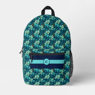 À Dos Imprimé Sac floral personnalisé bleu marine et sarcelle