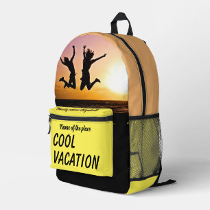À Dos Imprimé Sac jaune et orange personnalisé, vacances en fami