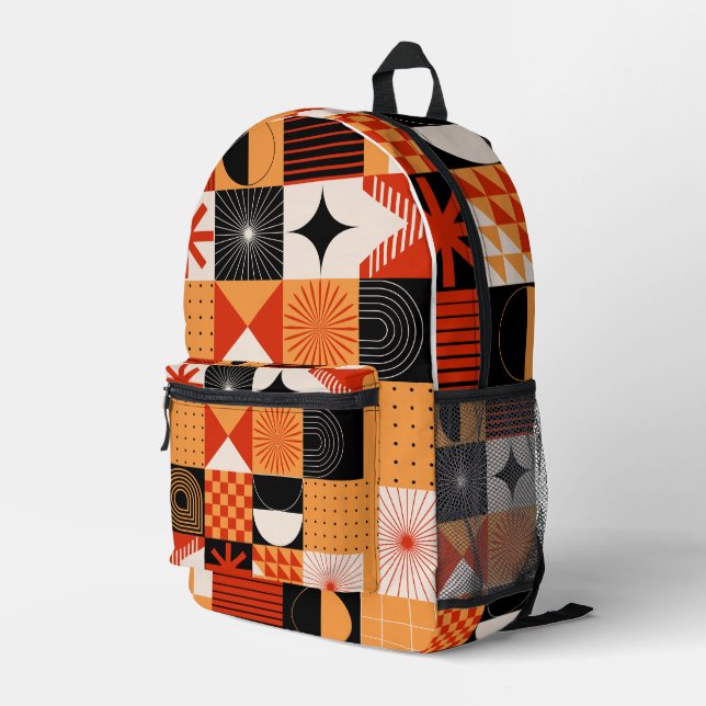 À Dos Imprimé Sac rouge orange noir géométrique (Coin arrière droit)