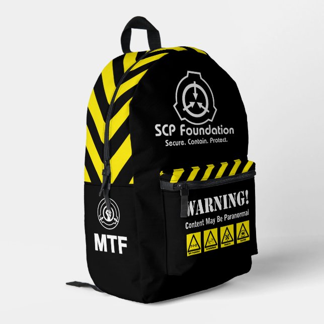 À Dos Imprimé Sac SCP. Contenir. Protéger. Cartable paranormal (Coin arrière gauche)