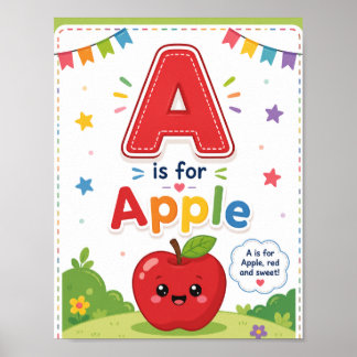 A est pour Affiche de classe Alphabet pour Enfants