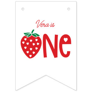 À Fanions 1er anniversaire fraise 12 mois bannière photo
