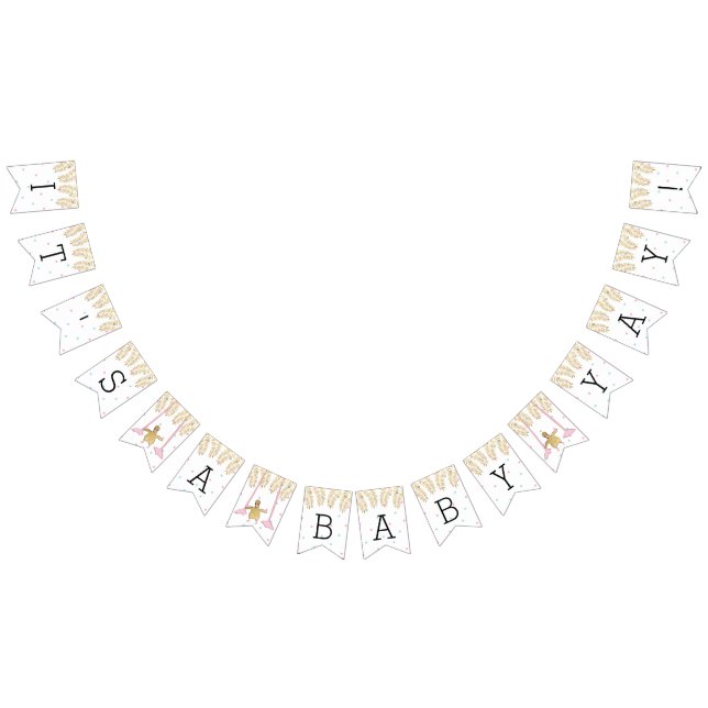 À Fanions Baby shower Gold Flamant rose Baby, bannière Swall (Tout)