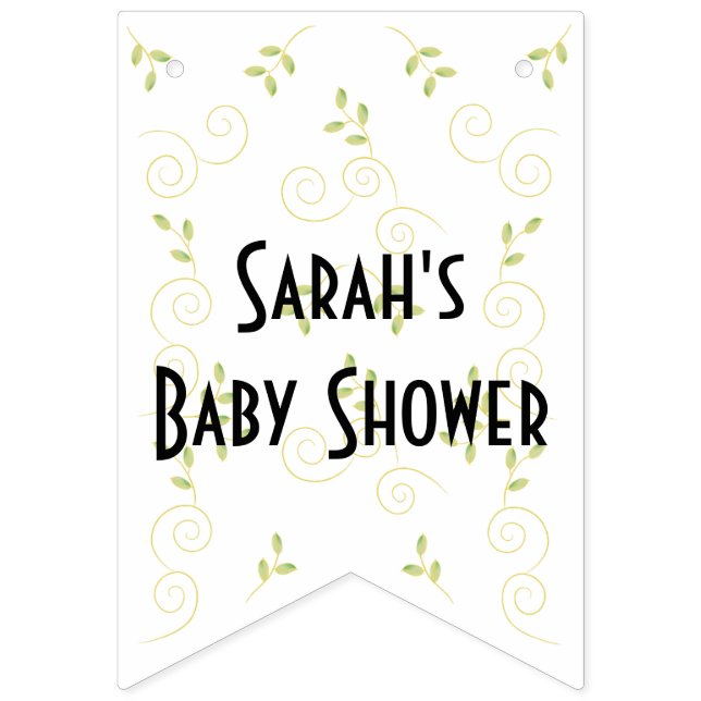 À Fanions Baby shower "Oiseaux d'or", bannière Swallowtail (Premier drapeau)