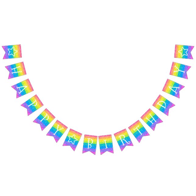 À Fanions Bannière Anniversaire de enfant Rainbow Party (Tout)