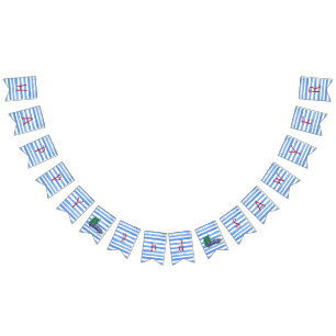 À Fanions Bannière blanche bleue d'anniversaire de rayure d