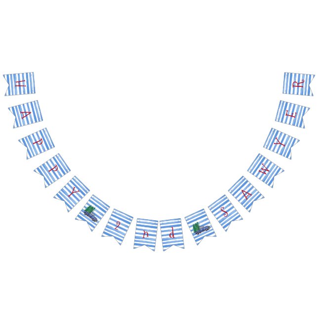 À Fanions Bannière blanche bleue d'anniversaire de rayure de (Tout)