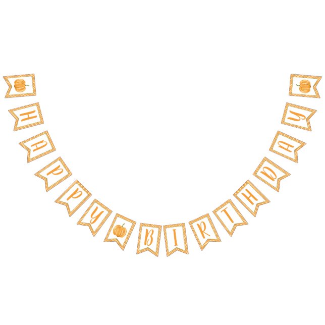 À Fanions Bannière d'anniversaire Citrouille - Dots d'orange (Tout)