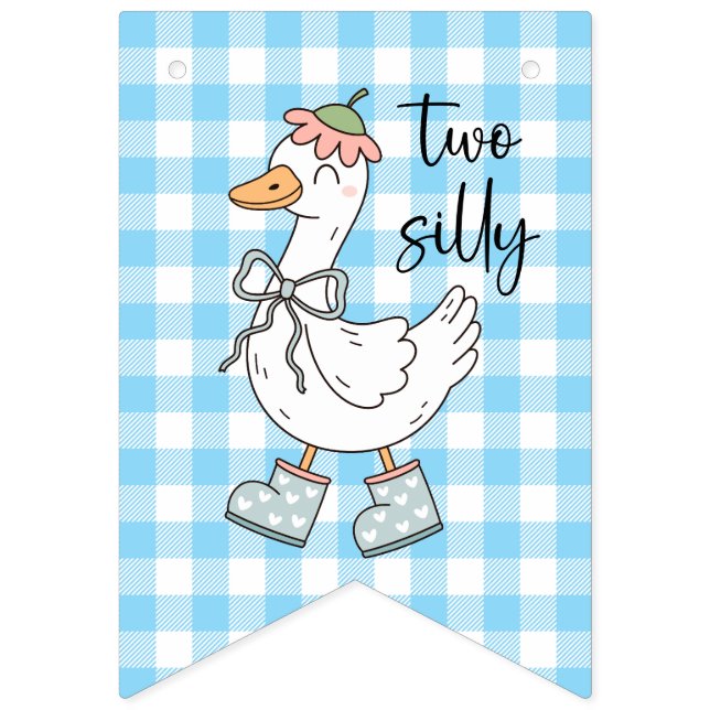 À Fanions Bannière d'anniversaire de deux oies bleues (Septième drapeau)