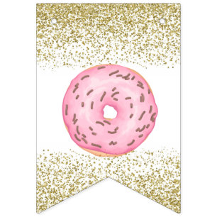 À Fanions Bannière d'anniversaire joyeuse de Donut Gold