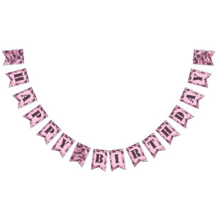 À Fanions Bannière d'anniversaire joyeuse en Camo rose