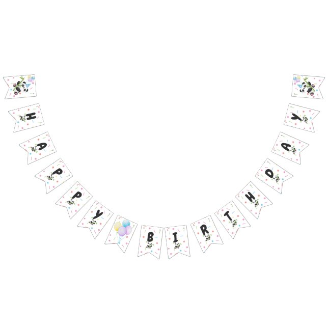 À Fanions Bannière d'anniversaire Pastel Panda avec bambou,  (Tout)