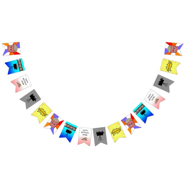 À Fanions Bannière d'Anniversaire Rétro Movie Nuit (Tout)