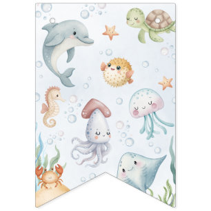 À Fanions Bannière de 1er anniversaire Under the Sea