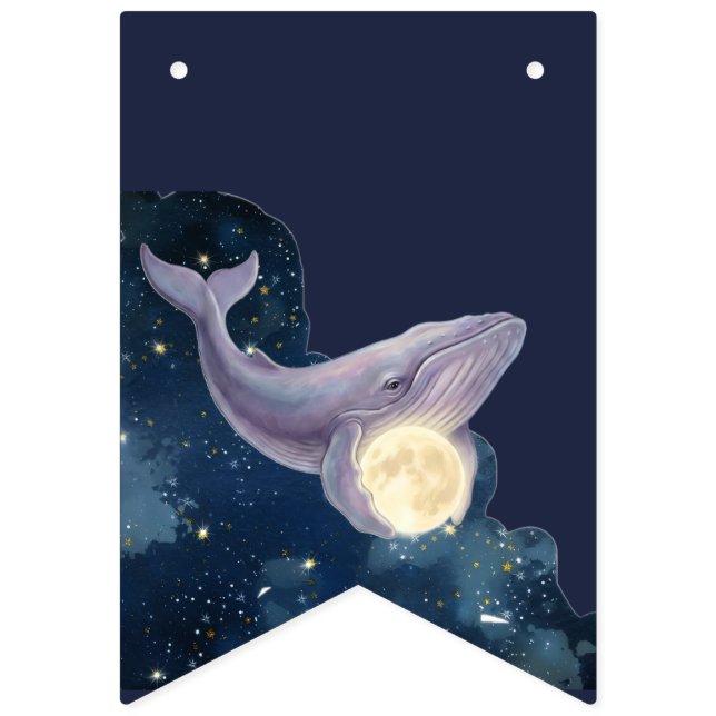 À Fanions Bannière de Baby Shower Celestial Moon | Baleine & (Premier drapeau)