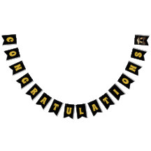 Bannière de Bunting Black & Gold "Félicitations"