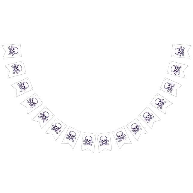 À Fanions Bannière de bunting blanche Skull n Bones (Tout)