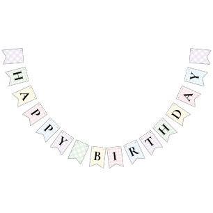 À Fanions Bannière de Bunting Joyeux En vichy d'anniversaire