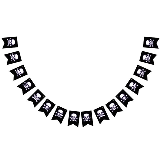 À Fanions Bannière de bunting noir Skull n Bones (Tout)