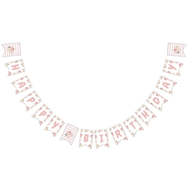 À Fanions Bannière de fête d'anniversaire Citrouille rose (Tout)