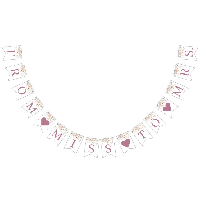 À Fanions Bannière de Fête de Mariage Florale Rose (Tout)