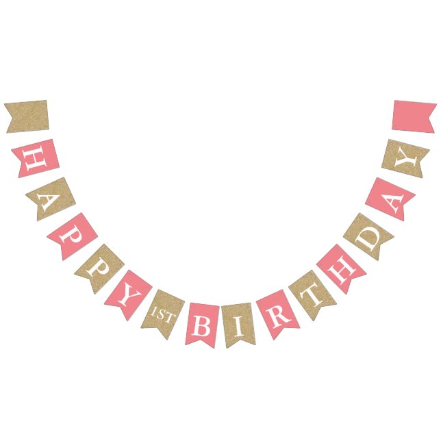 À Fanions Bannière de fête de premier anniversaire Paillette (Tout)