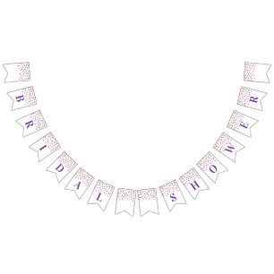 À Fanions Bannière de Fête des mariées Purple Gold Confetti