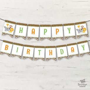 À Fanions Bannière de guirlande d'anniversaire d'animaux de