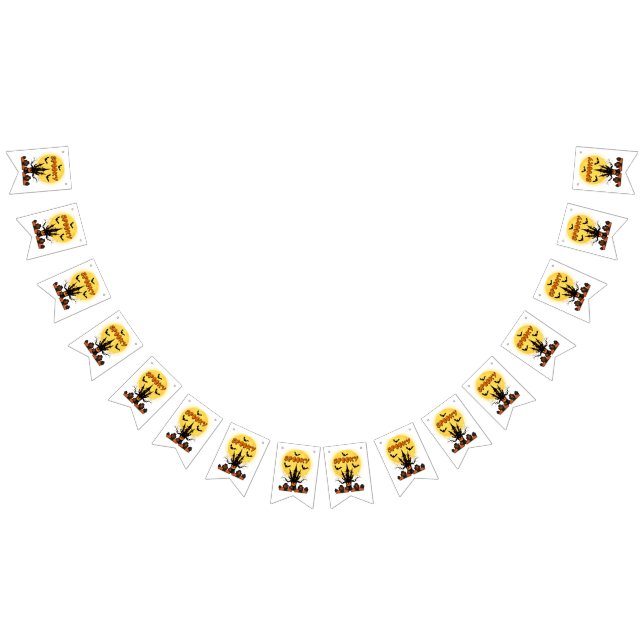 À Fanions Bannière de pinson de lune d'Halloween effrayant (Tout)