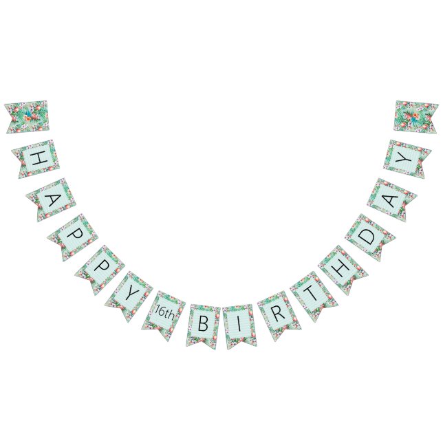 À Fanions Bannière du parti Luau | Flamants roses et palmier (Tout)