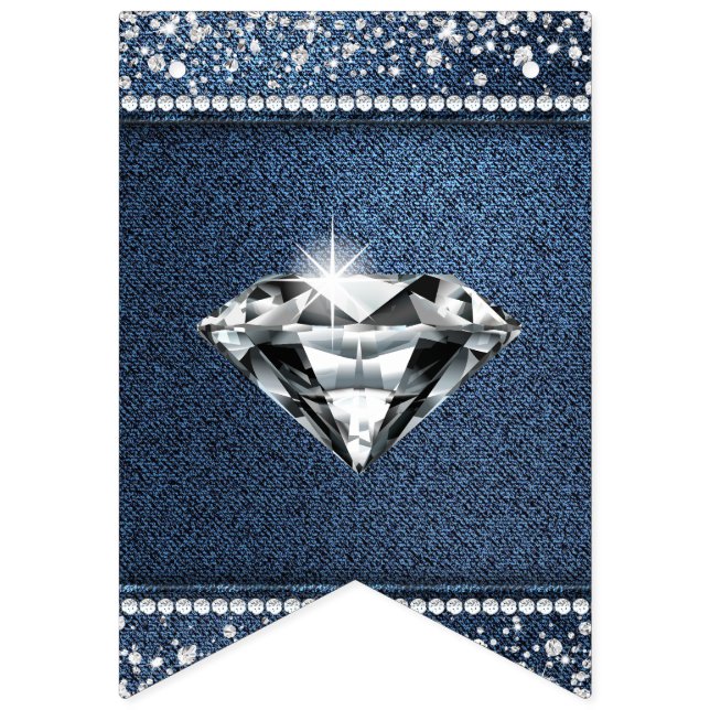 À Fanions Bannière en Denim et Diamant (Premier drapeau)