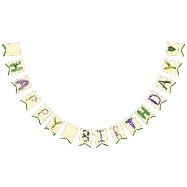 À Fanions Bannière fleur sauvage d'anniversaire heureuse (Tout)